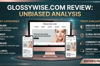 Glossywise.com review showing the website, content categories, and trust evaluation
